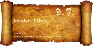 Wender Tibor névjegykártya